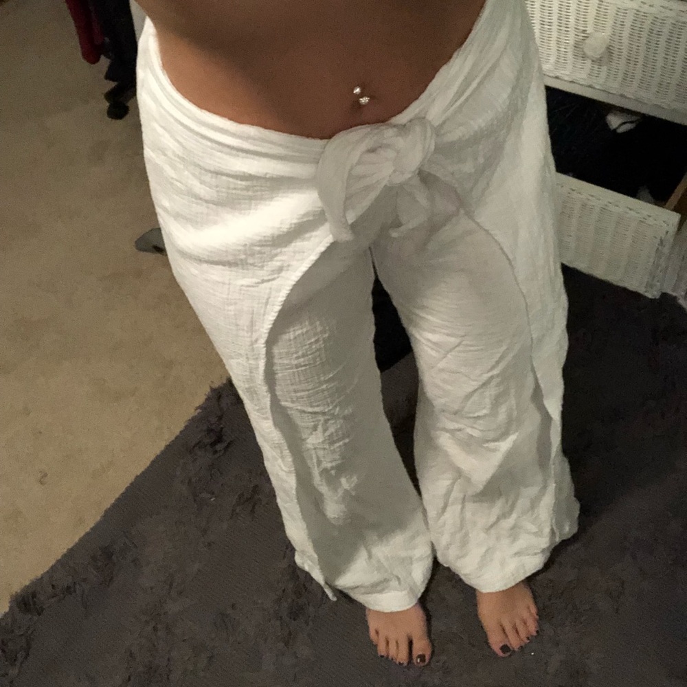 White flare pants